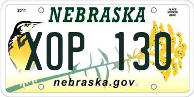 NE license plate XOP130