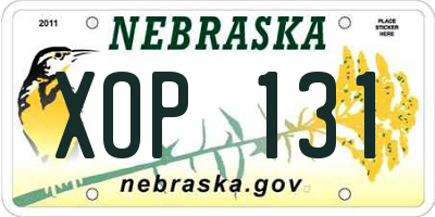 NE license plate XOP131