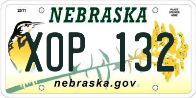 NE license plate XOP132