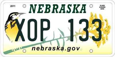 NE license plate XOP133