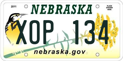 NE license plate XOP134