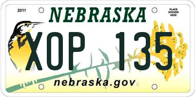 NE license plate XOP135
