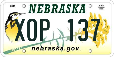 NE license plate XOP137