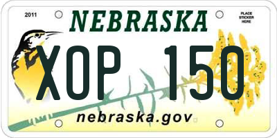 NE license plate XOP150