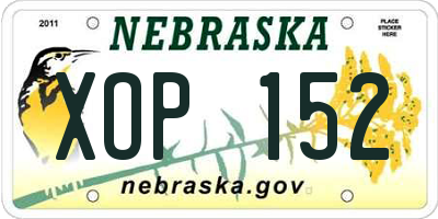 NE license plate XOP152