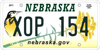 NE license plate XOP154