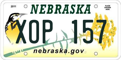 NE license plate XOP157
