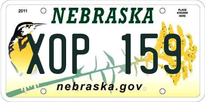NE license plate XOP159
