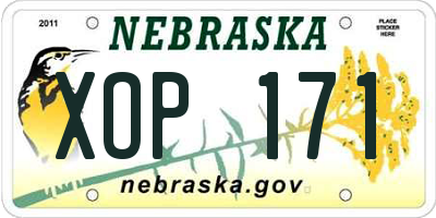 NE license plate XOP171