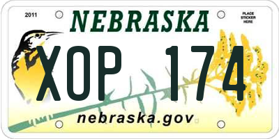 NE license plate XOP174