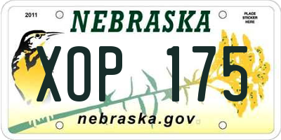 NE license plate XOP175