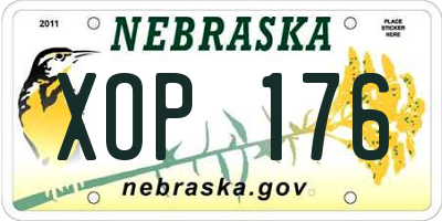 NE license plate XOP176