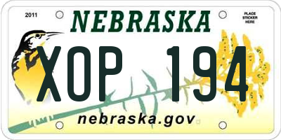 NE license plate XOP194