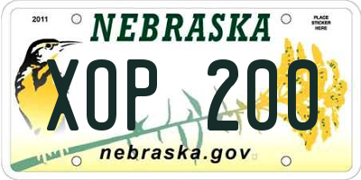 NE license plate XOP200