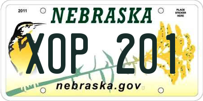 NE license plate XOP201