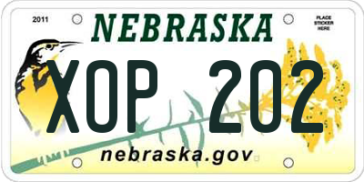 NE license plate XOP202