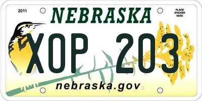 NE license plate XOP203