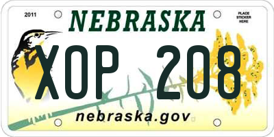 NE license plate XOP208