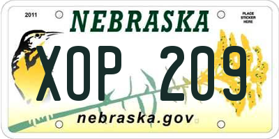 NE license plate XOP209