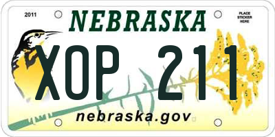 NE license plate XOP211