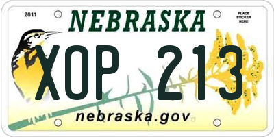 NE license plate XOP213