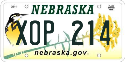 NE license plate XOP214