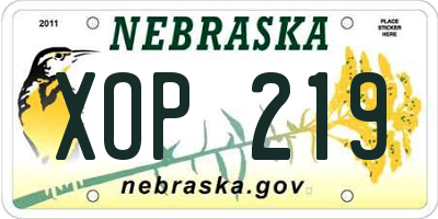 NE license plate XOP219