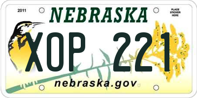 NE license plate XOP221