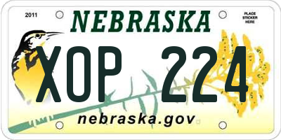NE license plate XOP224