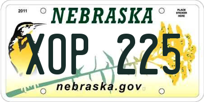 NE license plate XOP225