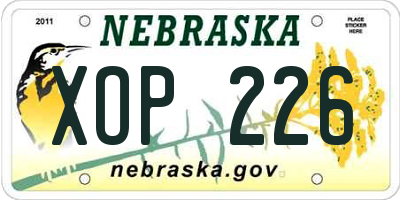 NE license plate XOP226