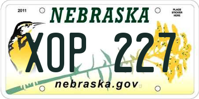 NE license plate XOP227
