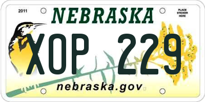 NE license plate XOP229