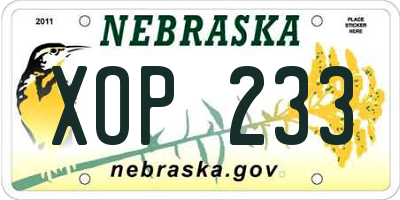 NE license plate XOP233
