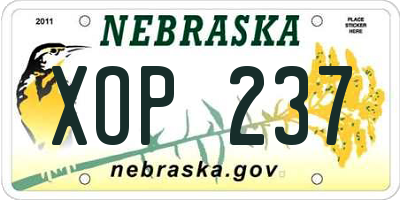 NE license plate XOP237