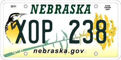 NE license plate XOP238