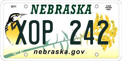 NE license plate XOP242