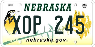 NE license plate XOP245