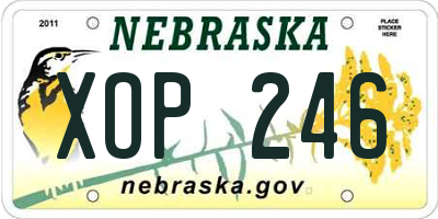 NE license plate XOP246
