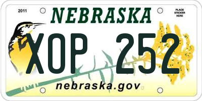 NE license plate XOP252