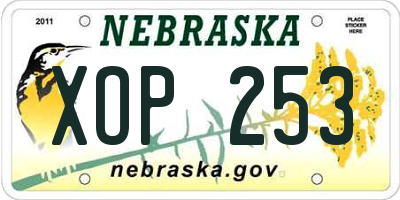 NE license plate XOP253