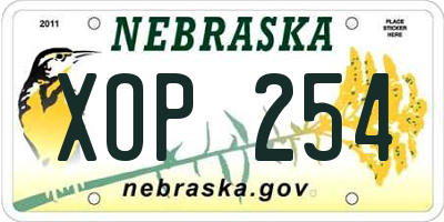 NE license plate XOP254
