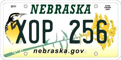 NE license plate XOP256