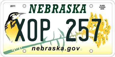 NE license plate XOP257