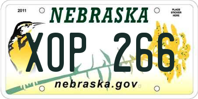 NE license plate XOP266