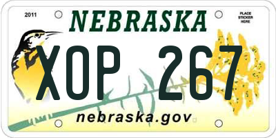 NE license plate XOP267