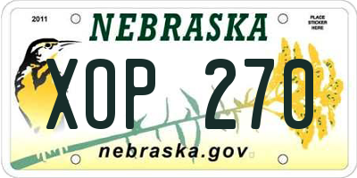 NE license plate XOP270