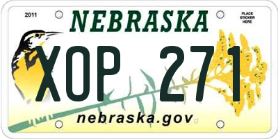 NE license plate XOP271