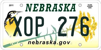 NE license plate XOP276