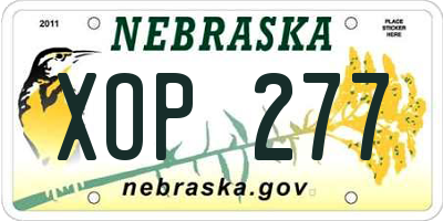 NE license plate XOP277